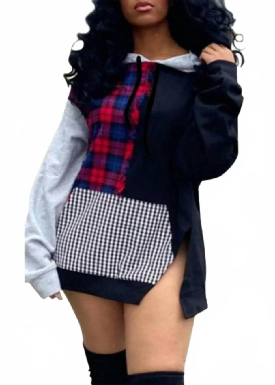 NEW LOVELY pattie plaid print top in black